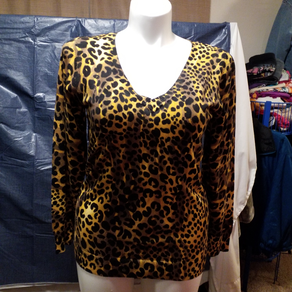Leopard Print V-Neck Sweater